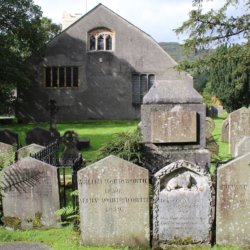 This photo shows the cluster of tombstones marking the Wordsworth family graves