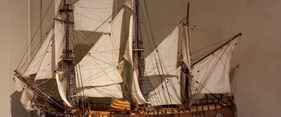 This photo shows a model of HM Endeavour