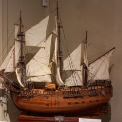 This photo shows a model of HM Endeavour