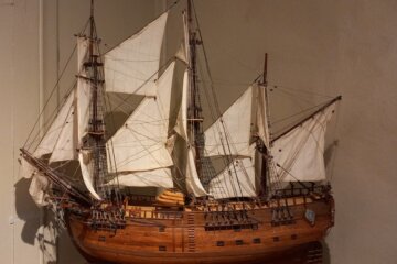 This photo shows a model of HM Endeavour