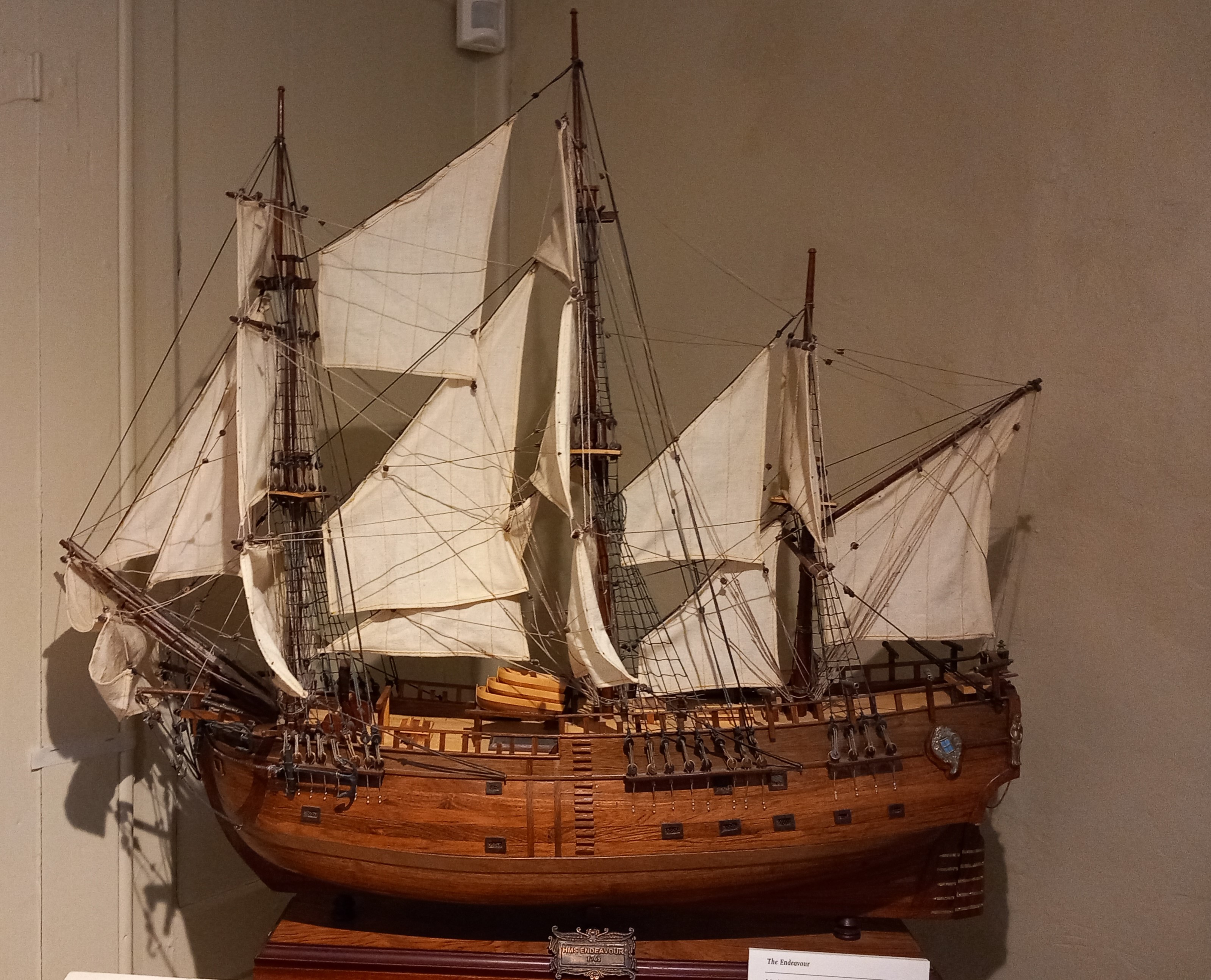 This photo shows a model of HM Endeavour